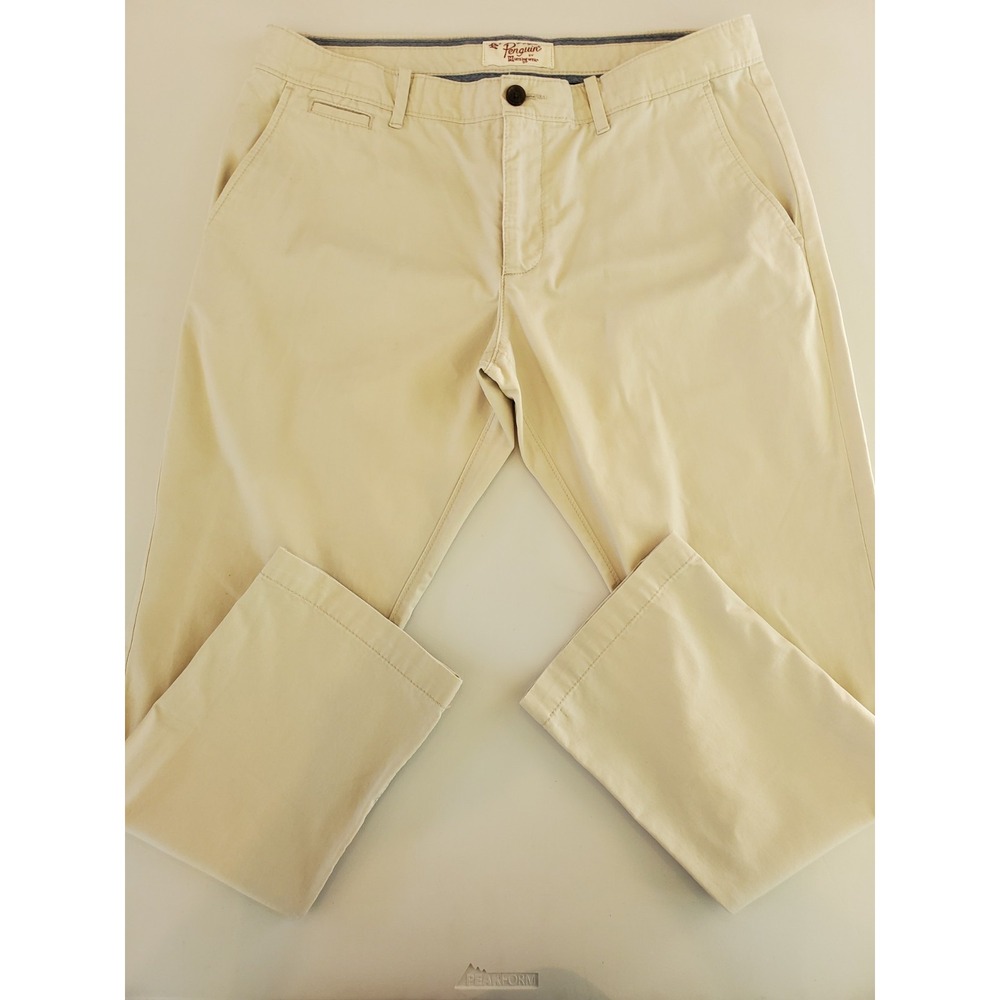 Original Penguin Mens Chino Pants 36x30 Cream Beige Flat Front RT12097